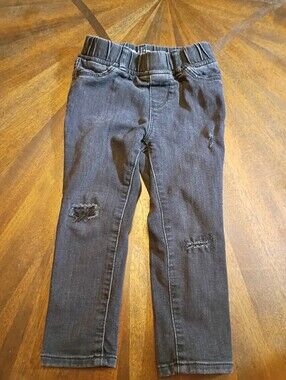 babyGap Toddler Girls Black Distressed Jeggings Jeans Pull-On Stretch Pants S 3y